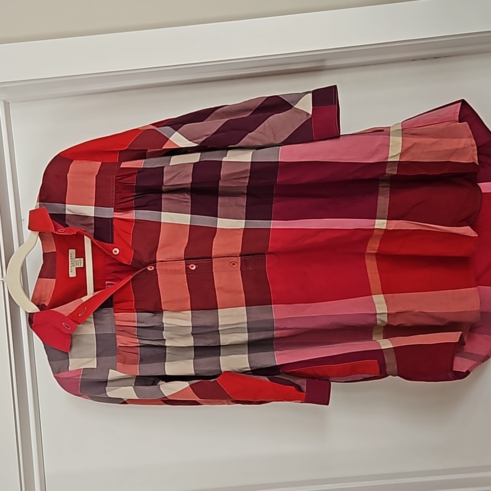 BURBERRY BRIT PLAID HALF BUTTON-DOWN SHIRT